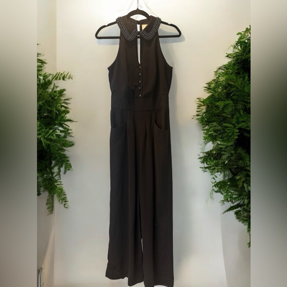 Anthropologie Elevenses Black Coraline Wide Leg Jumpsuit Size 4 - Picture 2 of 3